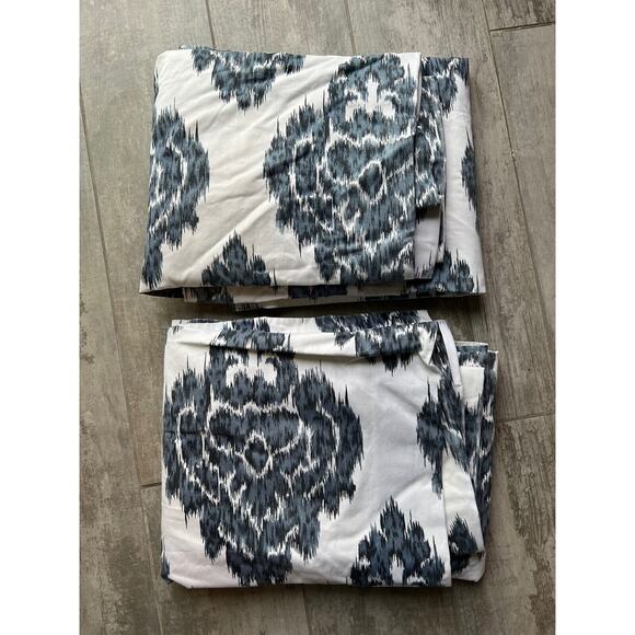 Exclusive Fabrics Ikat Blue Cotton Curtains 2 Panel Room Darkening 50" x 96" EUC - Picture 7 of 10